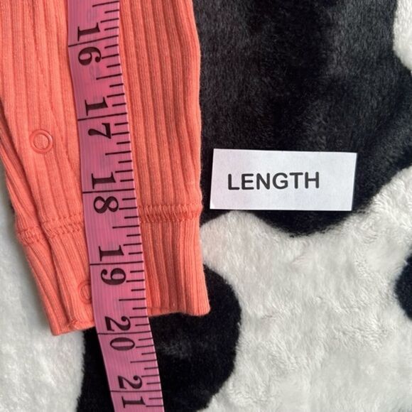 Baby Cat and Jack Girl's Orange Ribbed Romper with Matching Bow 0-3 months - Picture 8 of 8